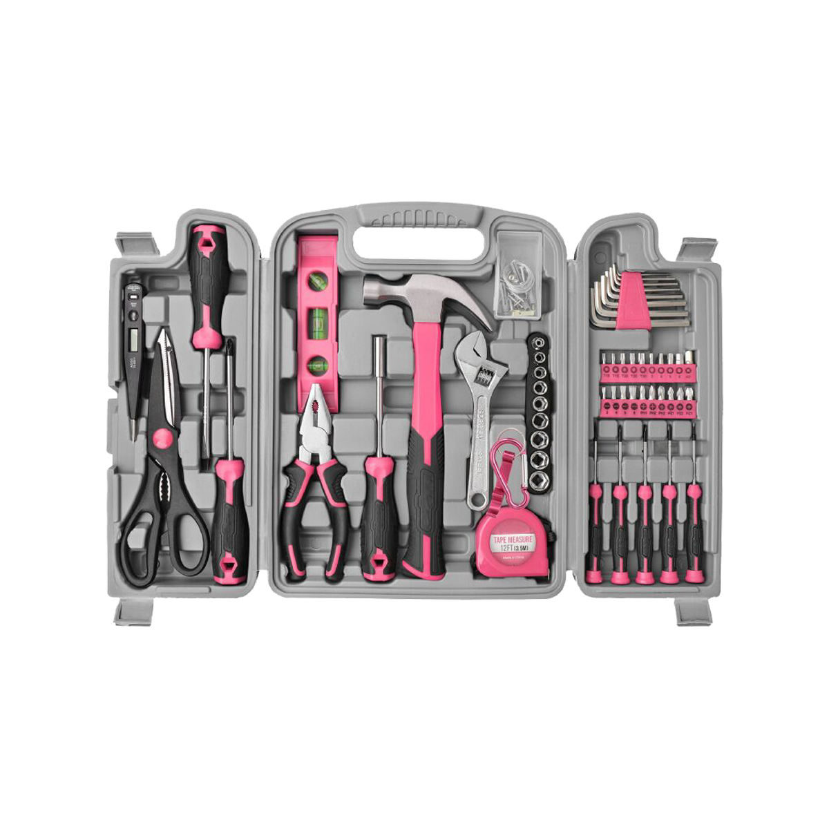56 szt. Różowy zestaw narzędzi do domu Podstawowe narzędzia ręczne Box Naprawy Kompletny zestaw narzędzi dla kobiet